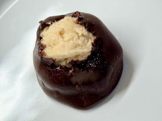 a buckeye ... peanut butter surrounded by chocolate that is served cold ... great