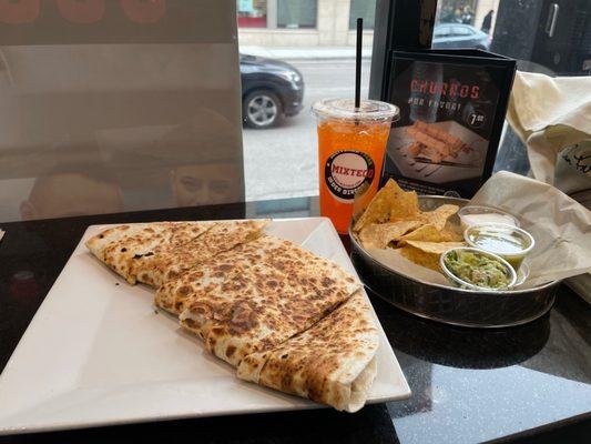 Fire Grilled Quesadilla Guacamole and Chips