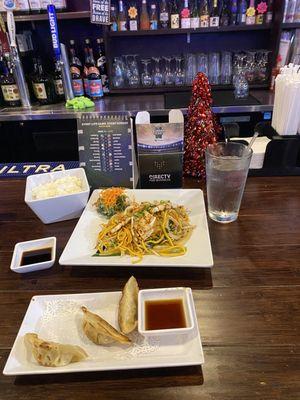 Gyoza and Chicken Lo Mein