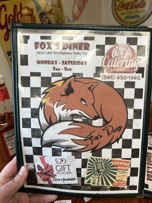 The cover of the menu