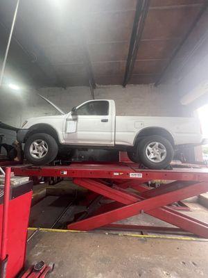 My truck getting oil changed and inspection.