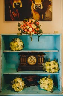 Bridal and bridesmaids' bouquets. Photo by Mercedes Morgan.