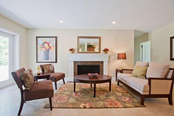 Living room staged by Home Staging Pros in Orlando Fl.