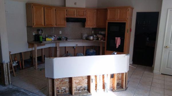 Water damaged kitchen