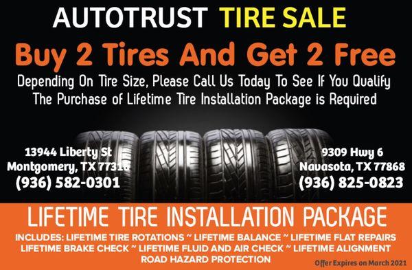 Buy 2 Tires and Get 2 Free