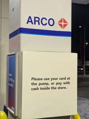 Use your card at the pump or pay with cash inside the store