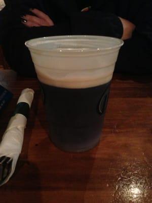 Black & tan in a plastic cup there should b a law against abusing Guinness