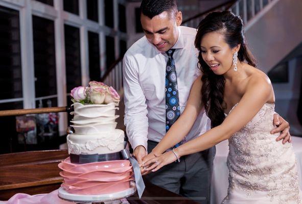 Our [very] customized cake turned out beautifully!  Super moist, not overly sweet. (Photo credit: Jovanni Photography)