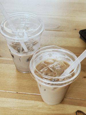 Iced vanilla latte w/ oat milk & iced mocha