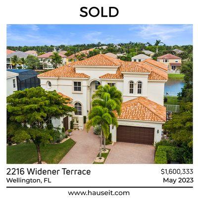 *Hauseit Sold Listing* 2216 Widener Terrace in Wellington, Florida