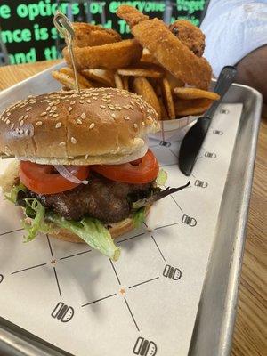 Lamb Burger w/rings and fries