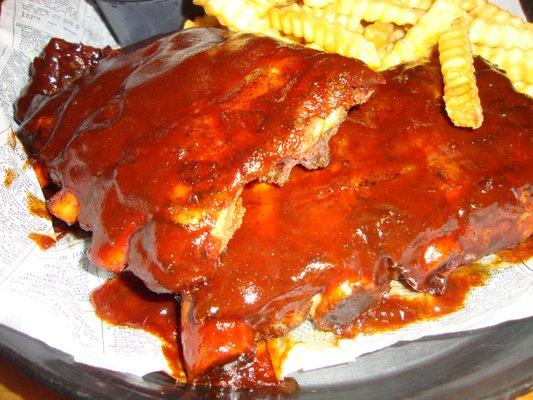 Ribs with sweet sauce, close-up.