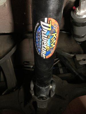 Installed drive line with logo