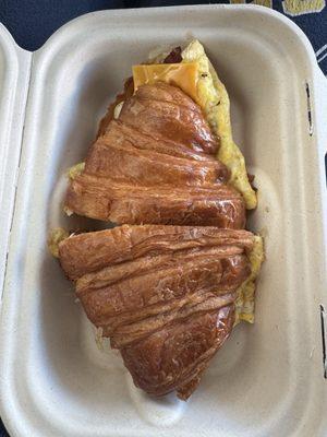 Croissant breakfast sandwich