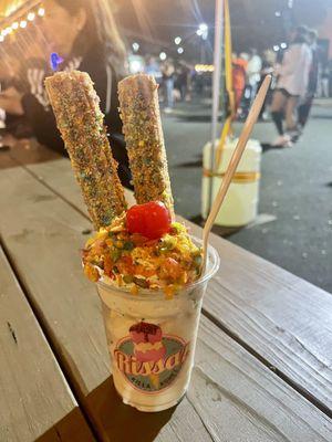 Fruity Pebbles churro sundae