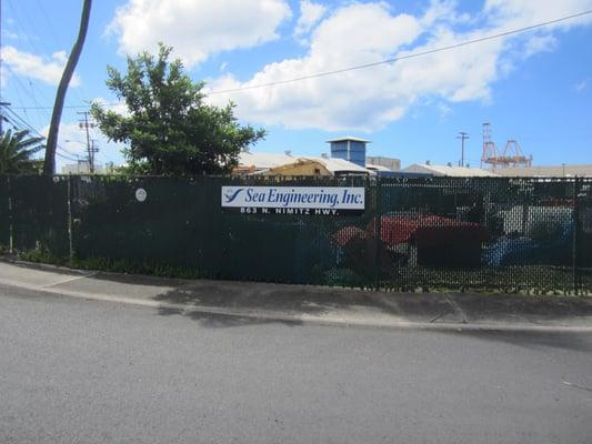 Stay in the far right lane and make the right at the Sea Engineering, Inc. sign.