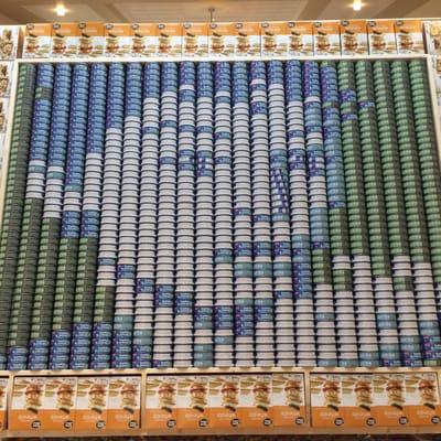 Audrey Hepburn made out of cans. Pretty awesome!