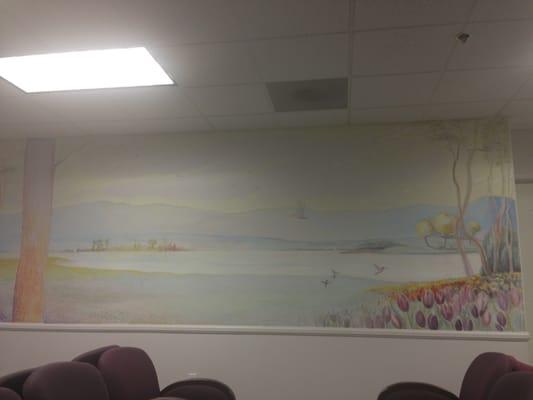 Peaceful mural on the wall of the waiting room.