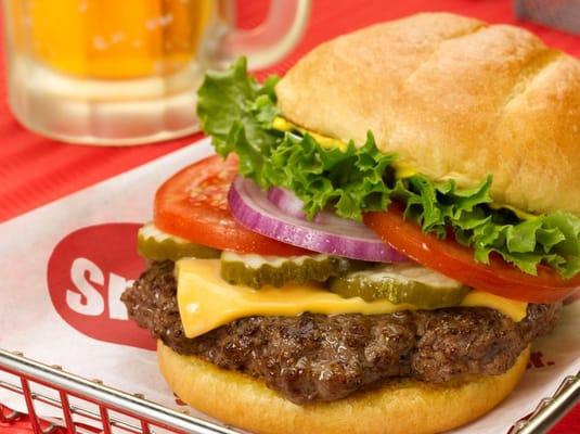 Classic Smashburger with a beer