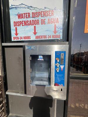 Our purified water station outside if we're closed you can fill up either your 1 gallon or 3 gallon or 5 gallon