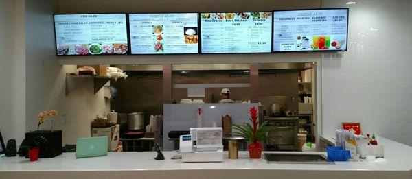 View of the menu screens and service counter