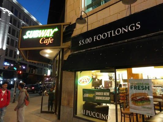 This Subway advertises $5.00 Footlongs.  They do not have any $5.00 footlongs.  Employees say owner lies on purpose.