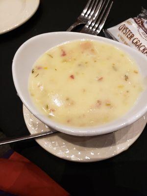 New England clam chowder bowl January 2024