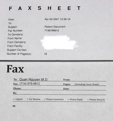 staff lied saying she only received 3 pages. funnily she received my insurance which was the last page in the faxed over package