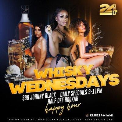 Whisky Wednesday - $99 Johnny Black, Daily Specials 3 - 11 pm and Half Off Hookah