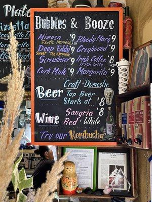 Beer & Wine etc menu.