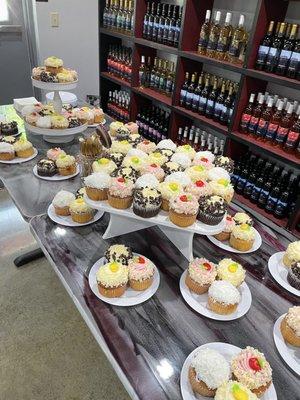 Bridal shower desserts in our bottle room