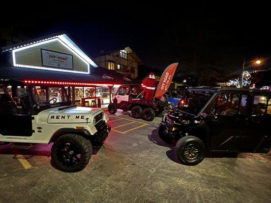 Off-Road Gatlinburg's Storefront in Downtown Gatlinburg at night