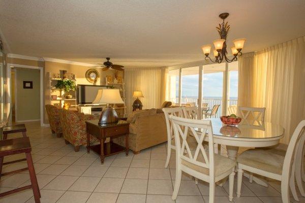 Spacious floor plan for condo unit at Long Beach Resort in Panama City Beach, Florida.