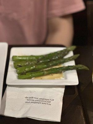 Wood grilled asparagus