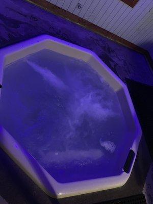 Hot tub with both lights on