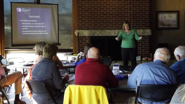 One of our veterinarians presenting to local veterinarians for continuing education.