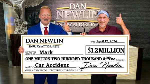 Winning big for Mark was a great honor. In a wreck and need a check? Just Click NewlinLaw.com or Call (407) 888-8000 Now!