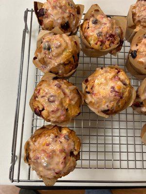 Glazed Cranberry Muffins, fresh baked, yummy!