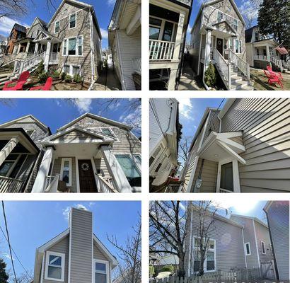 Framed new porch roofs and chimney with full exterior remodel.