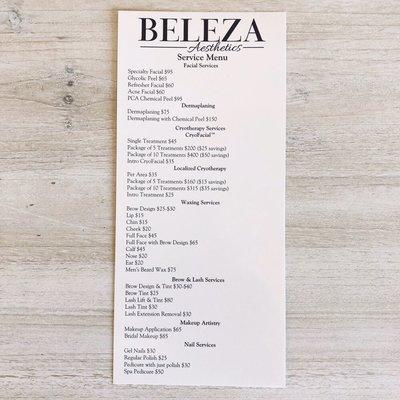 Beleza's Service Menu