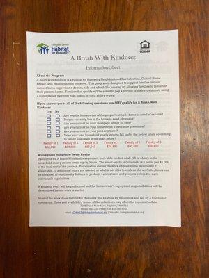 Homeowners who qualify can have repairs made on their homes through Habitat For Humanity's program "A Brush With Kindness".