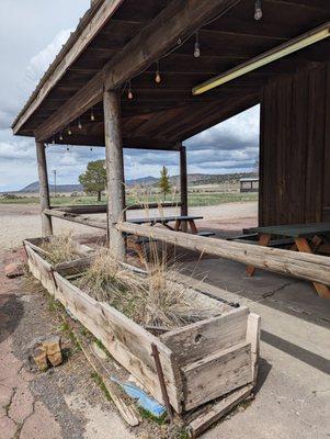 Out front. Hitching post