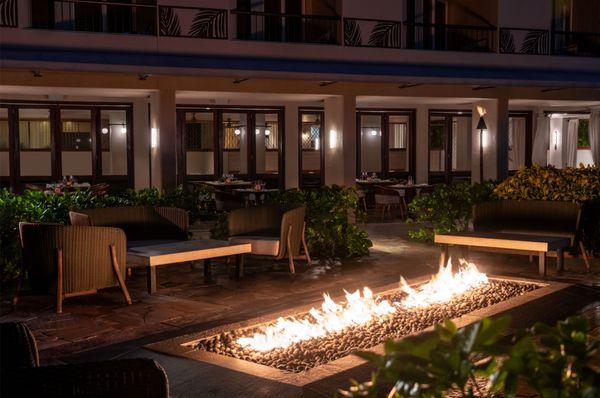 Outdoor romantic seating with firepits at Moa Moa