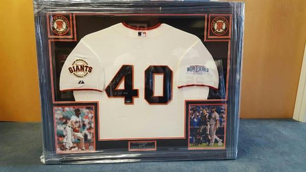 Madison Bumgarner jersey framed by Tony at ManCave Memorabilia