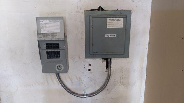 Manual transfer switch for inverter/generator.