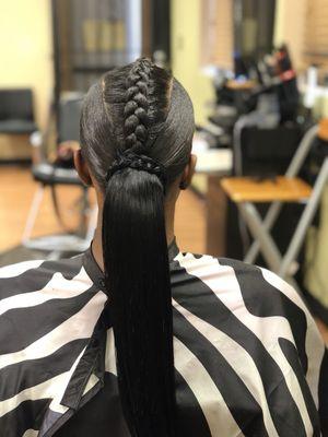 Ponytail w/ braid by Jena styles