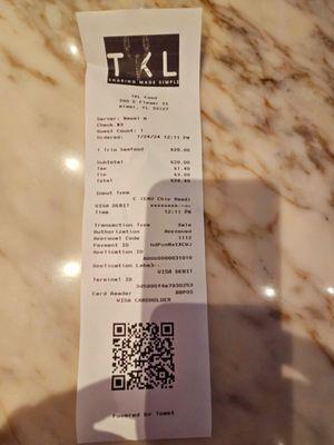 The bill/receipt