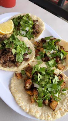 Chicken and asada (corn tortilla)