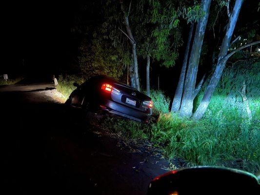 The emergency vehicle recovery stuck in a ditch out in the backwoods of fallbrook just 7.7 miles from my house and completely drivable.