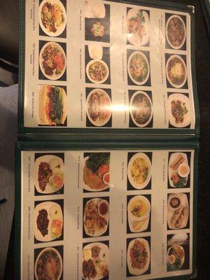 Few menu selections with pictures.